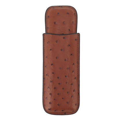 Cigar Case Holder PU Leather Brown 2 Finger Cigar Carrying Case with Front Pocket Portable for Anniversary Father's Day Gift
