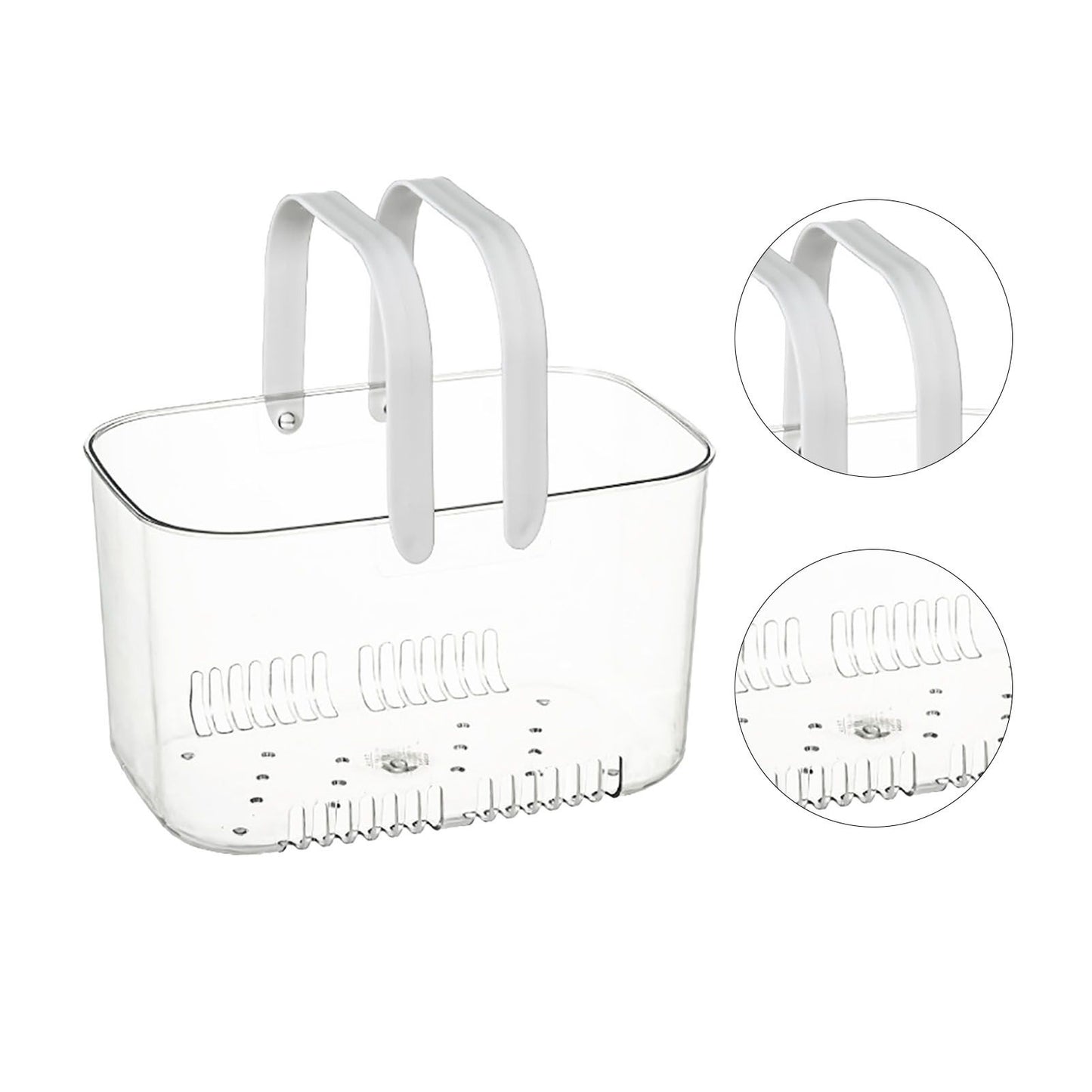Clear Hand Basket Comfortable Handle Ventilation Holes Easy Access Versatile Fruit Storage Basket for Camping White