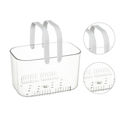 Clear Hand Basket Comfortable Handle Ventilation Holes Easy Access Versatile Fruit Storage Basket for Camping White