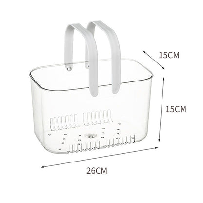Clear Hand Basket Comfortable Handle Ventilation Holes Easy Access Versatile Fruit Storage Basket for Camping White
