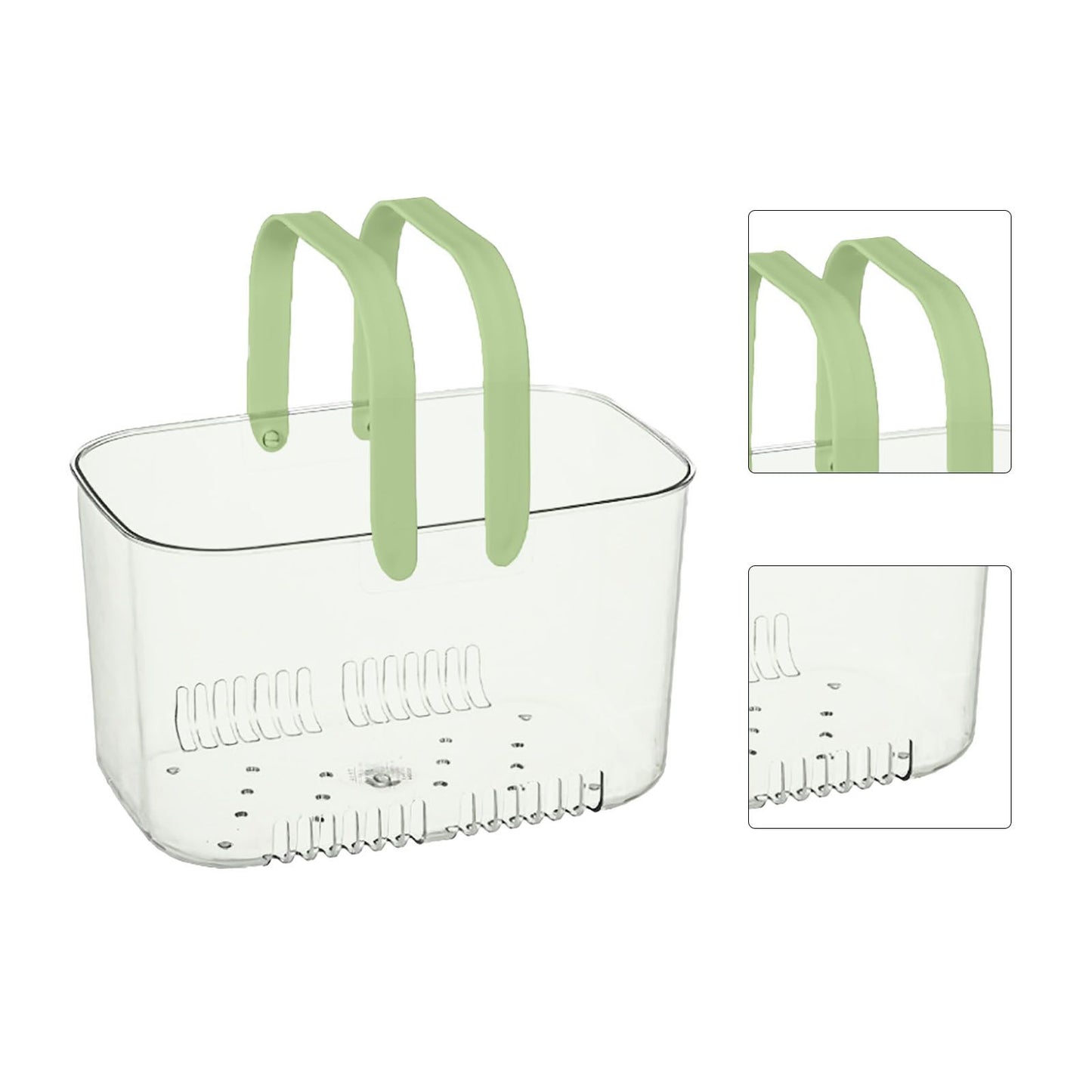 Clear Hand Basket Comfortable Handle Ventilation Holes Easy Access Versatile Fruit Storage Basket for Camping Green