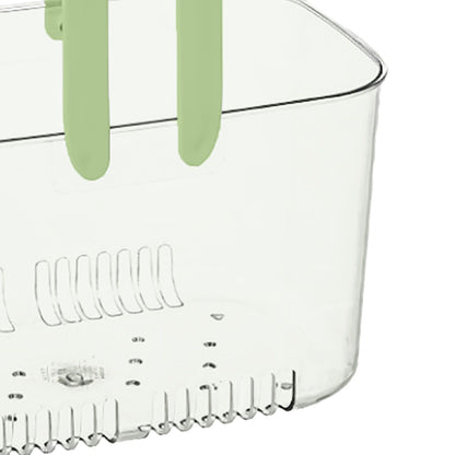 Clear Hand Basket Comfortable Handle Ventilation Holes Easy Access Versatile Fruit Storage Basket for Camping Green