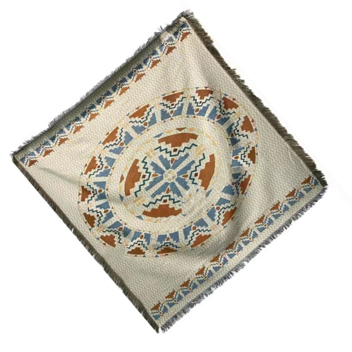 Vintage Sofa Towel Tablecloth Double Layer 2 Colors 4 Sided Tassels Rectangle Tassel Tablecloth for Picnic 35.4 X 35.4in