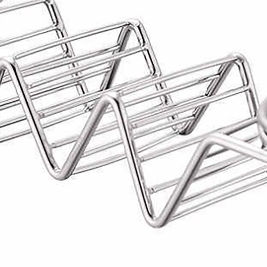 Taco Stand Stainless Steel 3 Grid V Shaped Glossy Taco Holder Rack for Kitchen Home with Double Side Sauce Cups