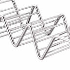 Taco Stand Stainless Steel 3 Grid V Shaped Glossy Taco Holder Rack for Kitchen Home with Double Side Sauce Cups