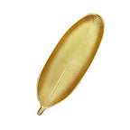 Fruit Plate Golden Style Leaf Shape Brushed Appearance Compact Density Board Serving Dessert Plate for Home S