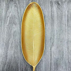 Fruit Plate Golden Style Leaf Shape Brushed Appearance Compact Density Board Serving Dessert Plate for Home S