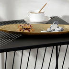Fruit Plate Golden Style Leaf Shape Brushed Appearance Compact Density Board Serving Dessert Plate for Home S