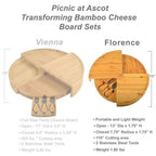 Bamboo Cheese Plate Board with 2 Knife Concealed Compartment Bread Fruit Snack Serving Tray
