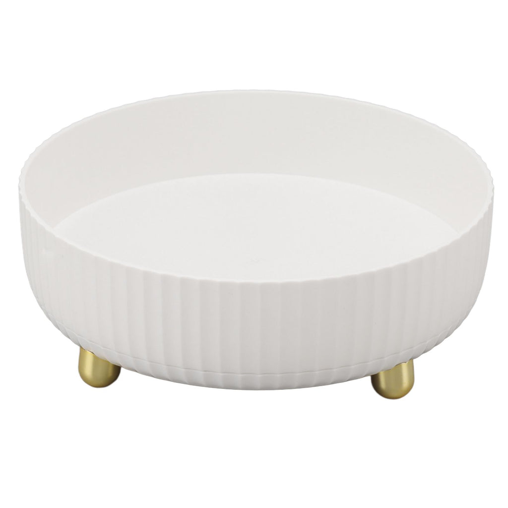 360 Degree Rotating Storage Rack Organizer Round Cosmetic Spice Rack Turntable for Kitchen Cabinet Pantry Small White