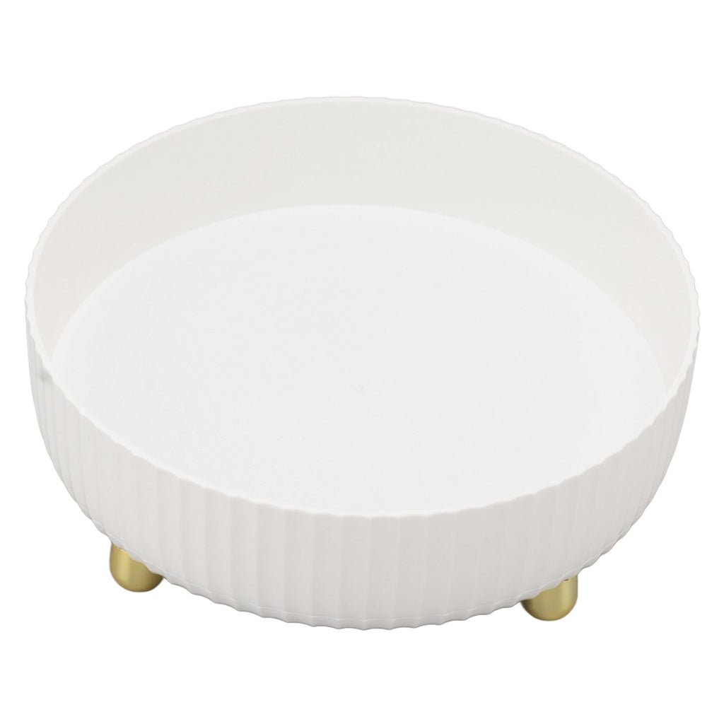 360 Degree Rotating Storage Rack Organizer Round Cosmetic Spice Rack Turntable for Kitchen Cabinet Pantry Small White