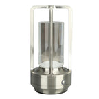Cordless Table Lamp 3 Colors Stepless Dimming LED Table Lamp Rechargeable Touch Lamp Bedside Nightstand Lamp Silver