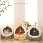 Warm Cozy Pet Bed Non Slip Bottom Cat House Cushion Removable and Washable Pet Sleeping Nest Bed