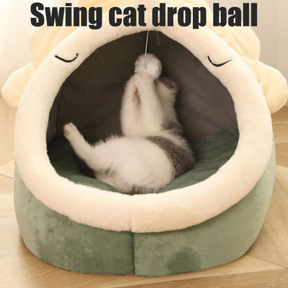 Warm Cozy Pet Bed Non Slip Bottom Cat House Cushion Removable and Washable Pet Sleeping Nest Bed