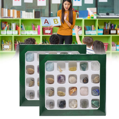 20 kinds of Mini Size Natural Crystal Agate Stone Rocks Minerals Fossils Kids Teaching Materials for Geology Enthusiasts Collection Gifts