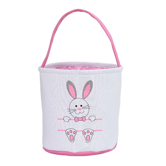 Cute Easter Bunny Canvas Basket Kids Easter Storage Gift and Egg Rabbit Basket for Children Party Decoration