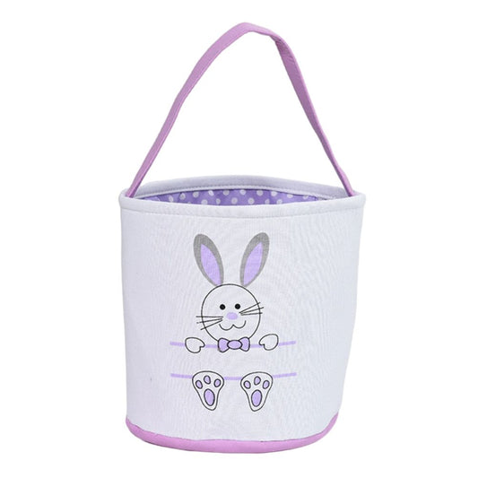 Cute Easter Bunny Canvas Basket Kids Easter Storage Gift and Egg Rabbit Basket for Children Party Decoration