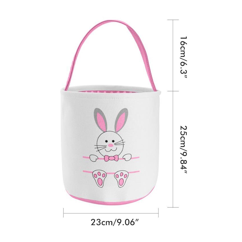 Cute Easter Bunny Canvas Basket Kids Easter Storage Gift and Egg Rabbit Basket for Children Party Decoration