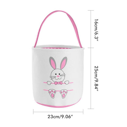 Cute Easter Bunny Canvas Basket Kids Easter Storage Gift and Egg Rabbit Basket for Children Party Decoration