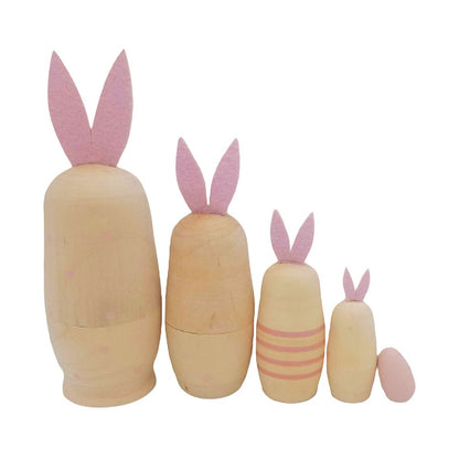 Russian Nesting Rabbit Dolls Toys Cartoon Cute Rabbit Animal Handmade Stacking Toys Easter Gifts for Children Kids