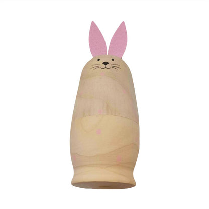 Russian Nesting Rabbit Dolls Toys Cartoon Cute Rabbit Animal Handmade Stacking Toys Easter Gifts for Children Kids