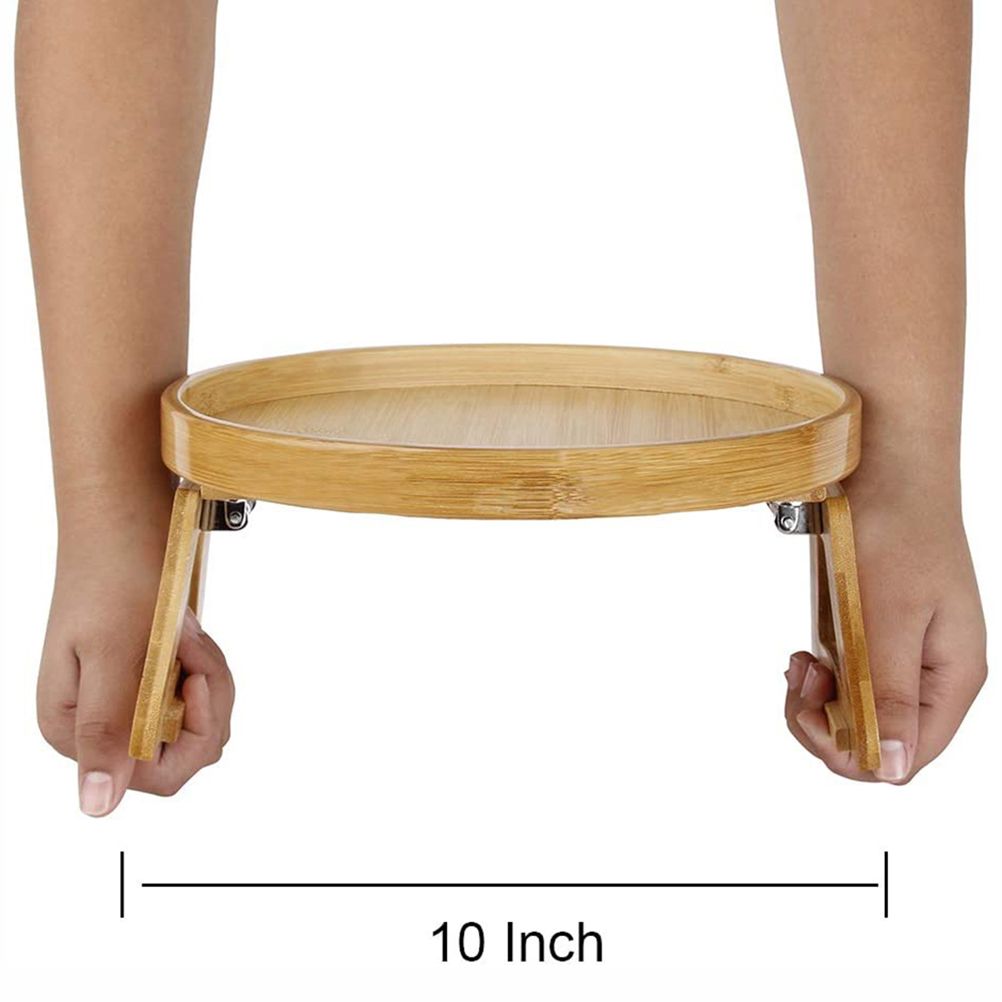 Clip On Tray Sofa Table Portable Couch Arm Tray Table Natural Bamboo Sofa Armrest Clip On Tray for Eating and Drink