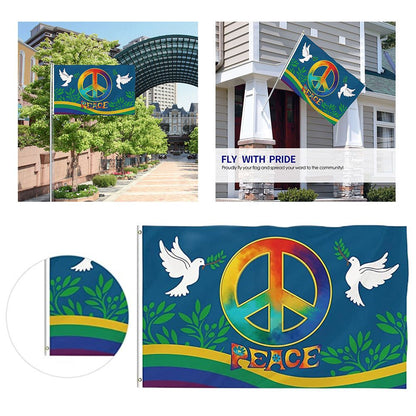 World Peace Flag 90 x 150 cm Large Polyester Peace Flag for Backyard Garden Playground