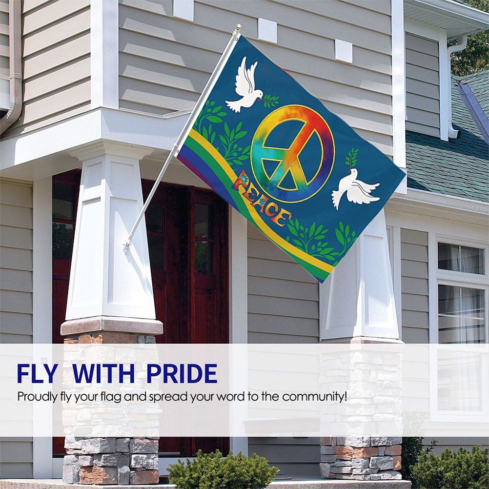 World Peace Flag 90 x 150 cm Large Polyester Peace Flag for Backyard Garden Playground