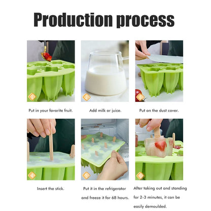 6 Cavity Carambola Silicone Ice Cream Mold with Lid DIY Ice Lolly Mold Popsicle Ice Mould