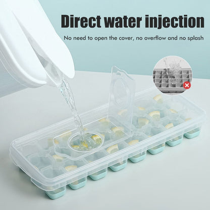 24 Grid Ice Cube Tray with Lid Covered Ice Cube Trays No Spill Ice Cube Cube Box Silicone Ice Cube Maker Tray
