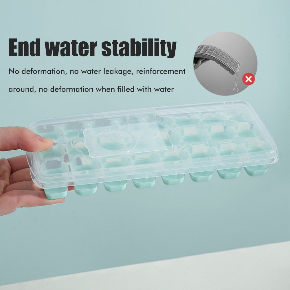 24 Grid Ice Cube Tray with Lid Covered Ice Cube Trays No Spill Ice Cube Cube Box Silicone Ice Cube Maker Tray