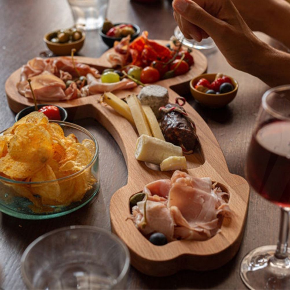 Wooden Food Tray Appetizer Tray Unique Shaped Wooden Serving Tray Decoration for Party Holiday Home Warming