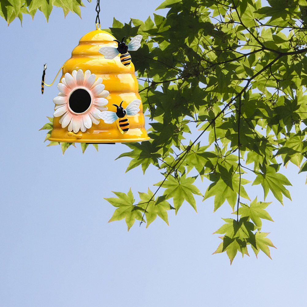 Beehive Bird Houses Outside Iron Hanging Birdhouses Garden Bird Nest Houses for Small Sized Bird