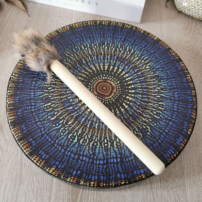Shaman Drum with Drum Stick Vegetarian Shaman Fire Drum Home Ornament Shamanic Drum Hand Drum for Kids Adults