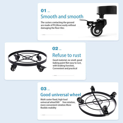 Mobile Flower Stand with Universal Wheels Metal Movable Flower Pot Stand