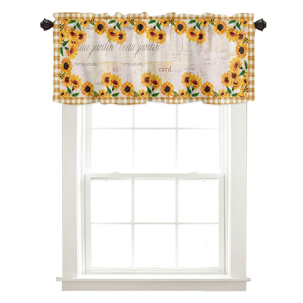 Sunflower Patterned Short Curtains Window Valance