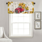 Sunflower Patterned Short Curtains Window Valance