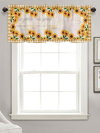Sunflower Patterned Short Curtains Window Valance