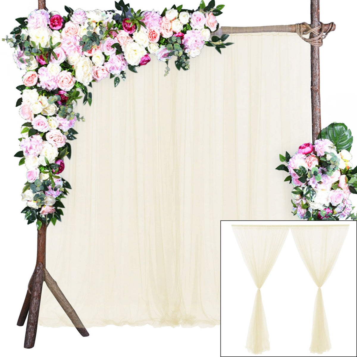 Wedding Party Window Screen Decoration Bedroom Outdoor Semi Transparent Mesh Curtains