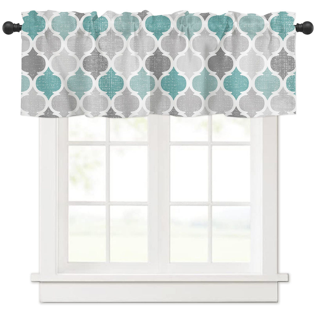 Window Top Curtain Fashion Printing Light Blocking Valance Short Curtain for Home Use 137x45cm