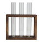 Tabletop Glass Tube Vase High Borosilicate Glass Pine Wood Frame Retro Tube Plant Vase for Hydroponic Plants Home Decoration3 Bottles