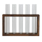 Tabletop Glass Tube Vase High Borosilicate Glass Pine Wood Frame Retro Tube Plant Vase for Hydroponic Plants Home Decoration5 Bottles