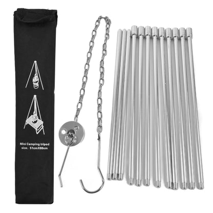 4 Section Campfire Tripod Portable Aluminum Alloy Hanging Pot Tripod for Outdoor