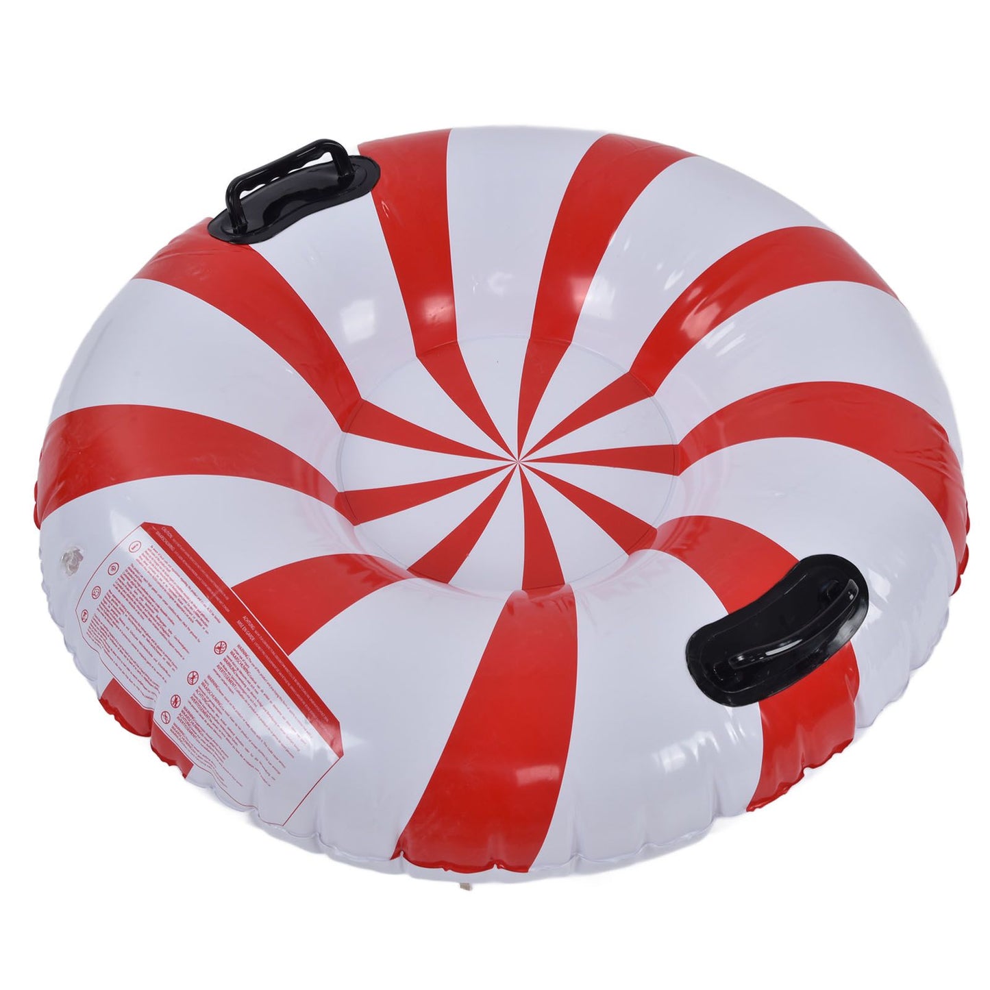 Round Winter Snow Tube Adult PVC Inflatable Skiing Ring with 2 Handles for Outdoor Snowboarding Red White