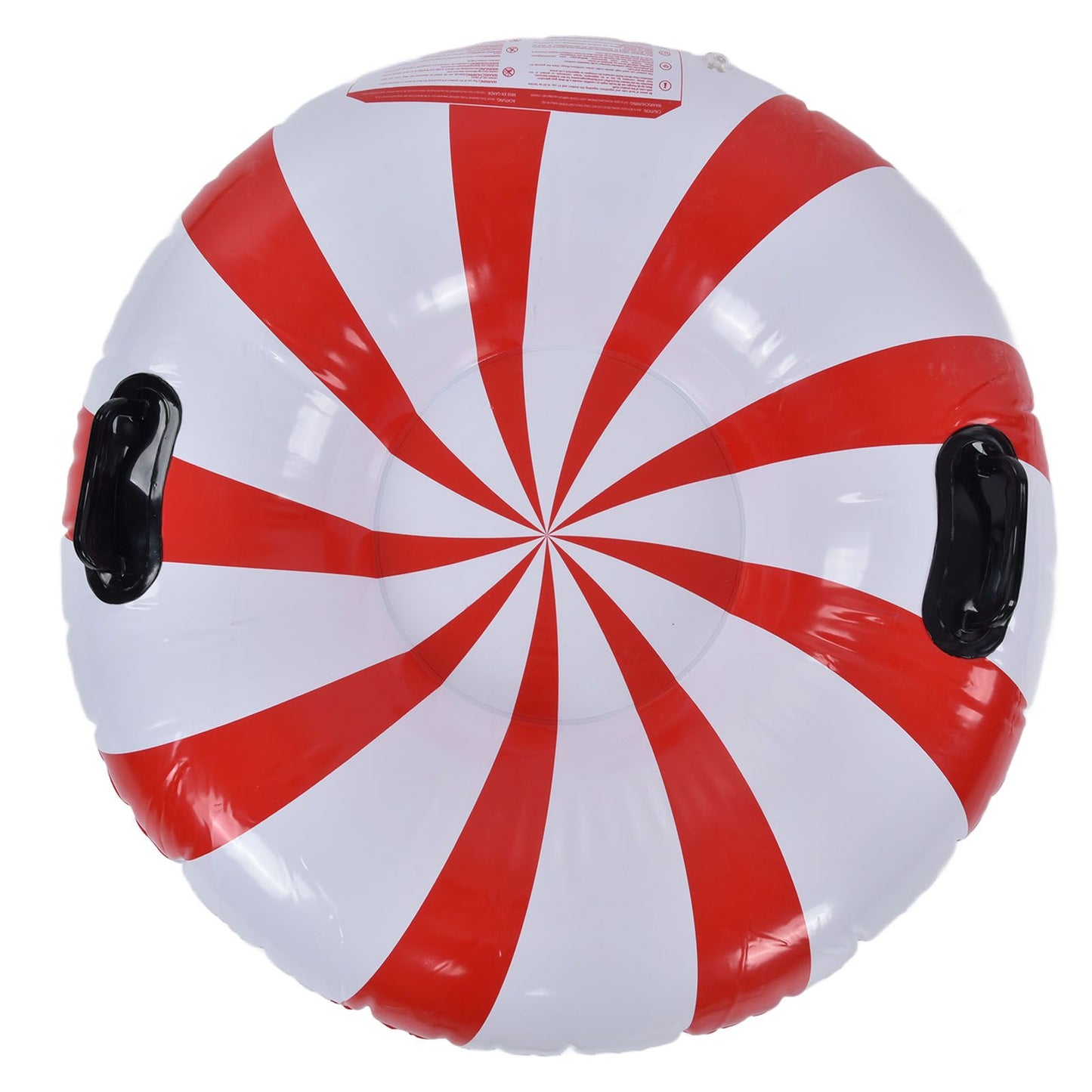 Round Winter Snow Tube Adult PVC Inflatable Skiing Ring with 2 Handles for Outdoor Snowboarding Red White