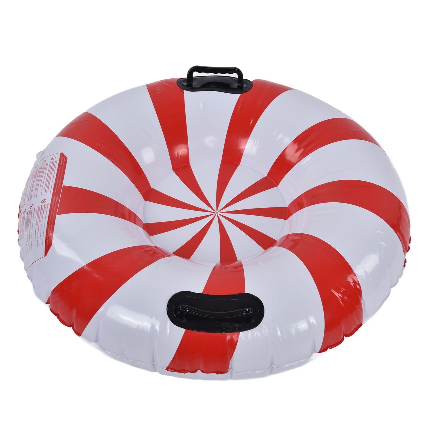 Round Winter Snow Tube Adult PVC Inflatable Skiing Ring with 2 Handles for Outdoor Snowboarding Red White