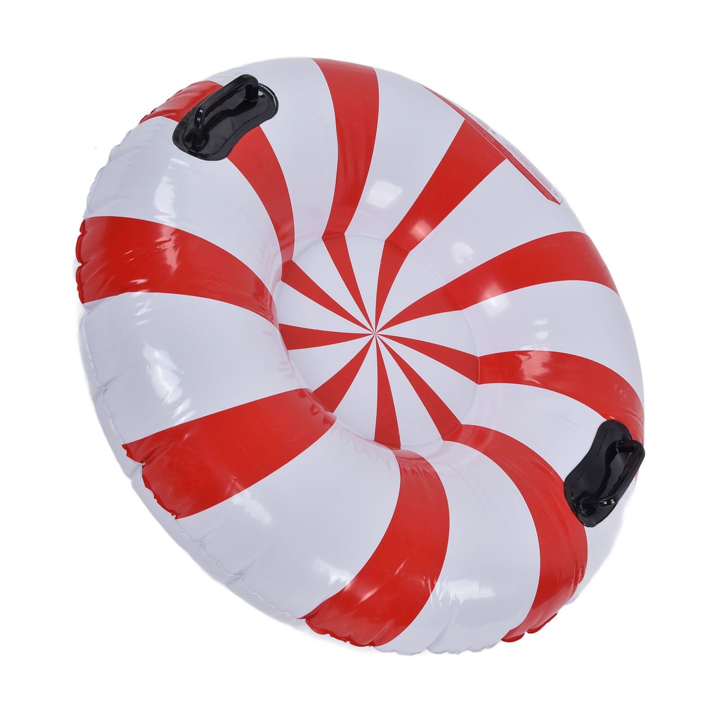 Round Winter Snow Tube Adult PVC Inflatable Skiing Ring with 2 Handles for Outdoor Snowboarding Red White