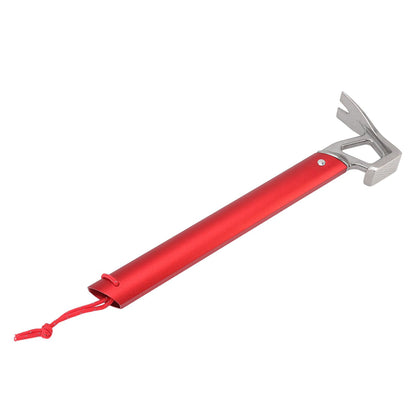 Camping Hammer Stainless Steel Ox Horn Head Aluminum Handle Large Resistance Tent Stake Hammer for Camping Outdoor Red