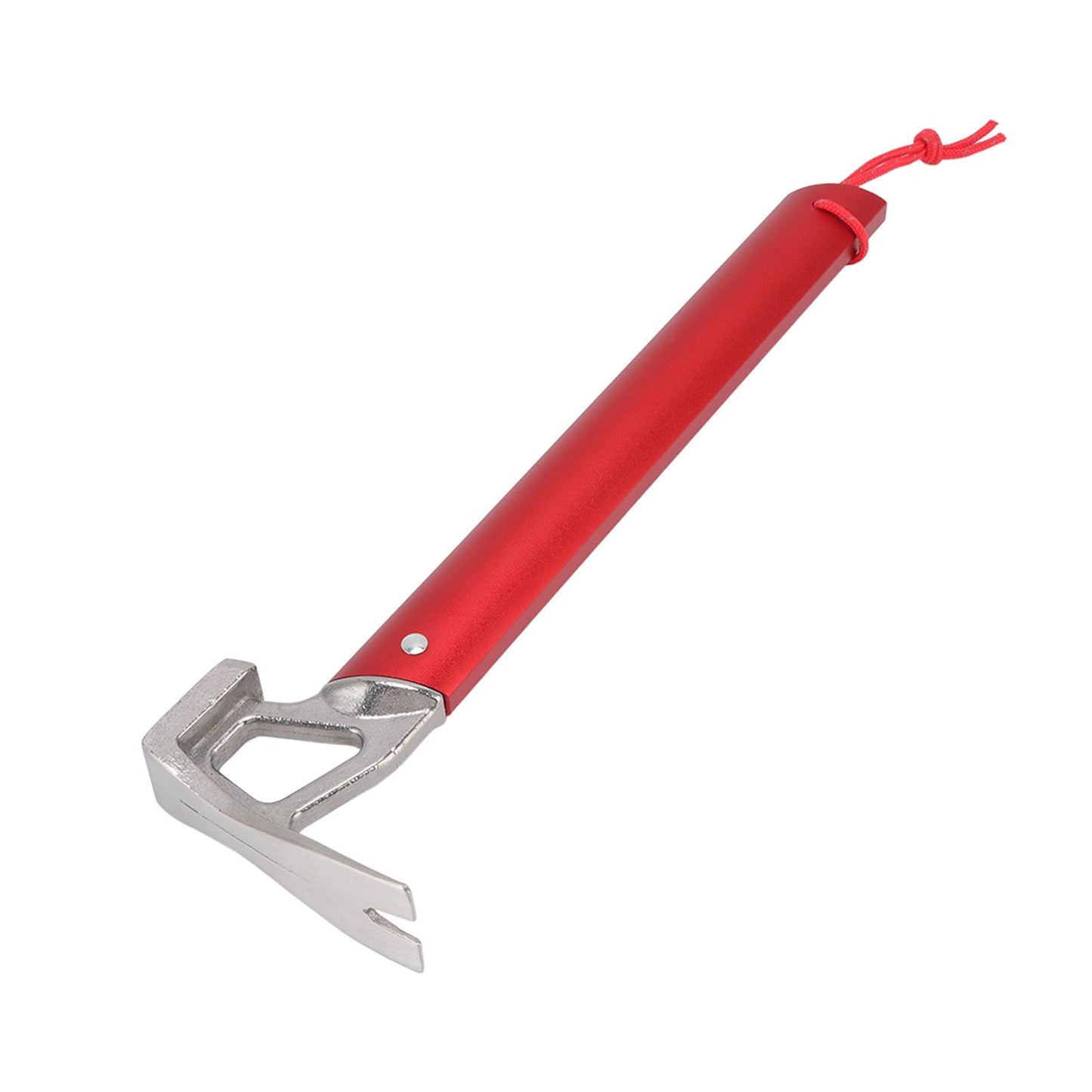 Camping Hammer Stainless Steel Ox Horn Head Aluminum Handle Large Resistance Tent Stake Hammer for Camping Outdoor Red