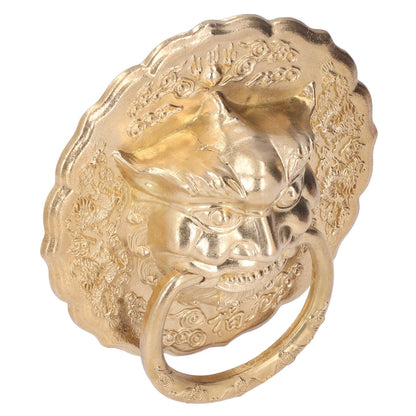 Door Knocker Brass Material Bronze Collision Resistance Chinese Animal Head Pull Ring for Wooden Door Courtyard